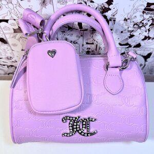 JUICY COUTURE ALL ABOUT THAT BLING SATCHEL CROSSBODY BAG WPOUCH VIOLET TULLE NWT